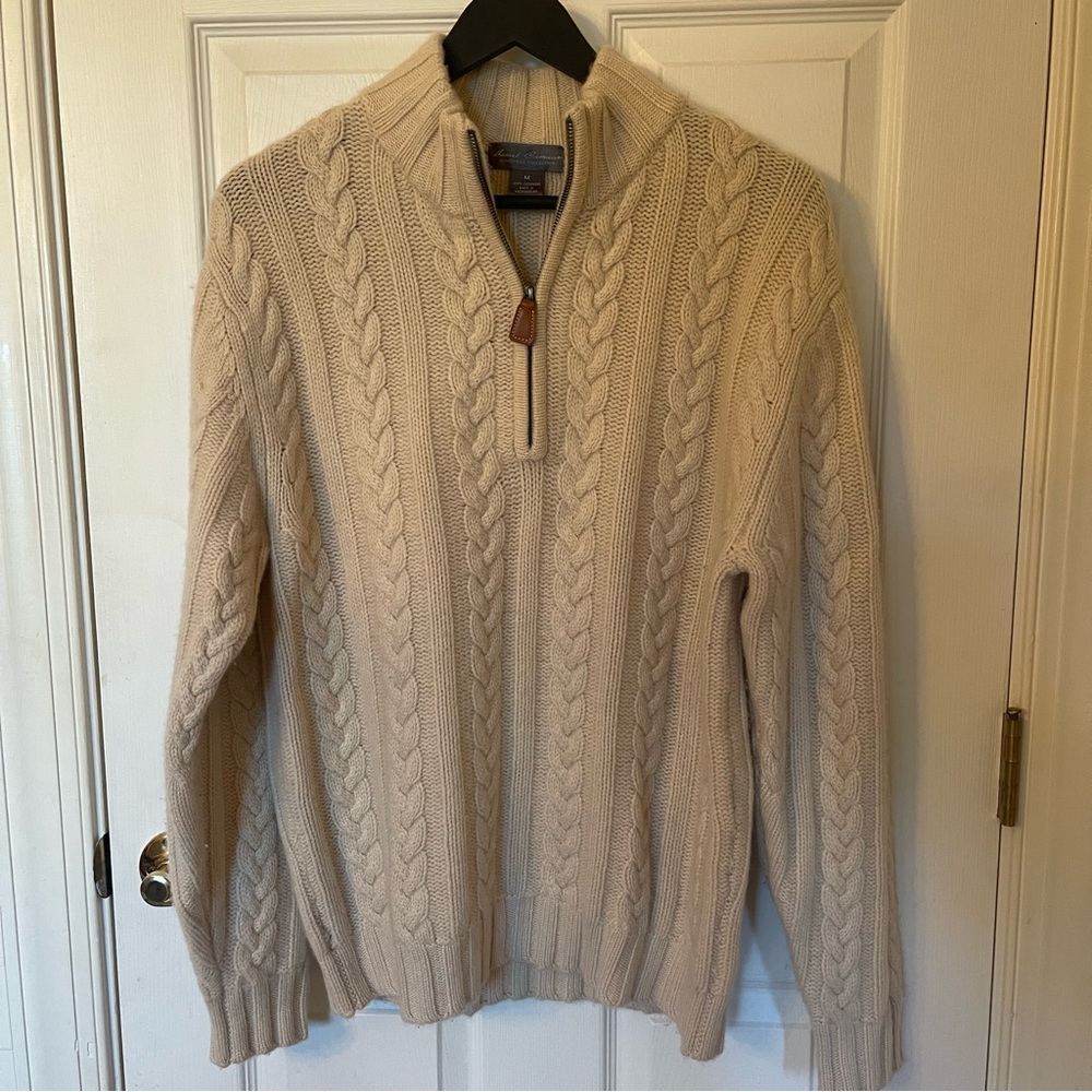 Daniel Cremieux Cable Cashmere Quarter Zip Sweater Medium Men’s